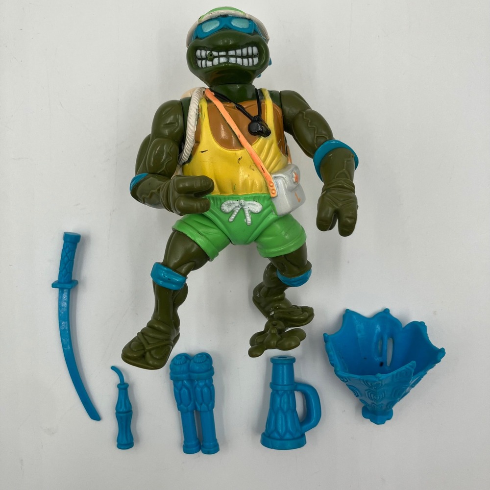 Vintage 1992 TMNT Lifeguard Leo Action Figure Playmates Leonardo 100% COMPLETE
